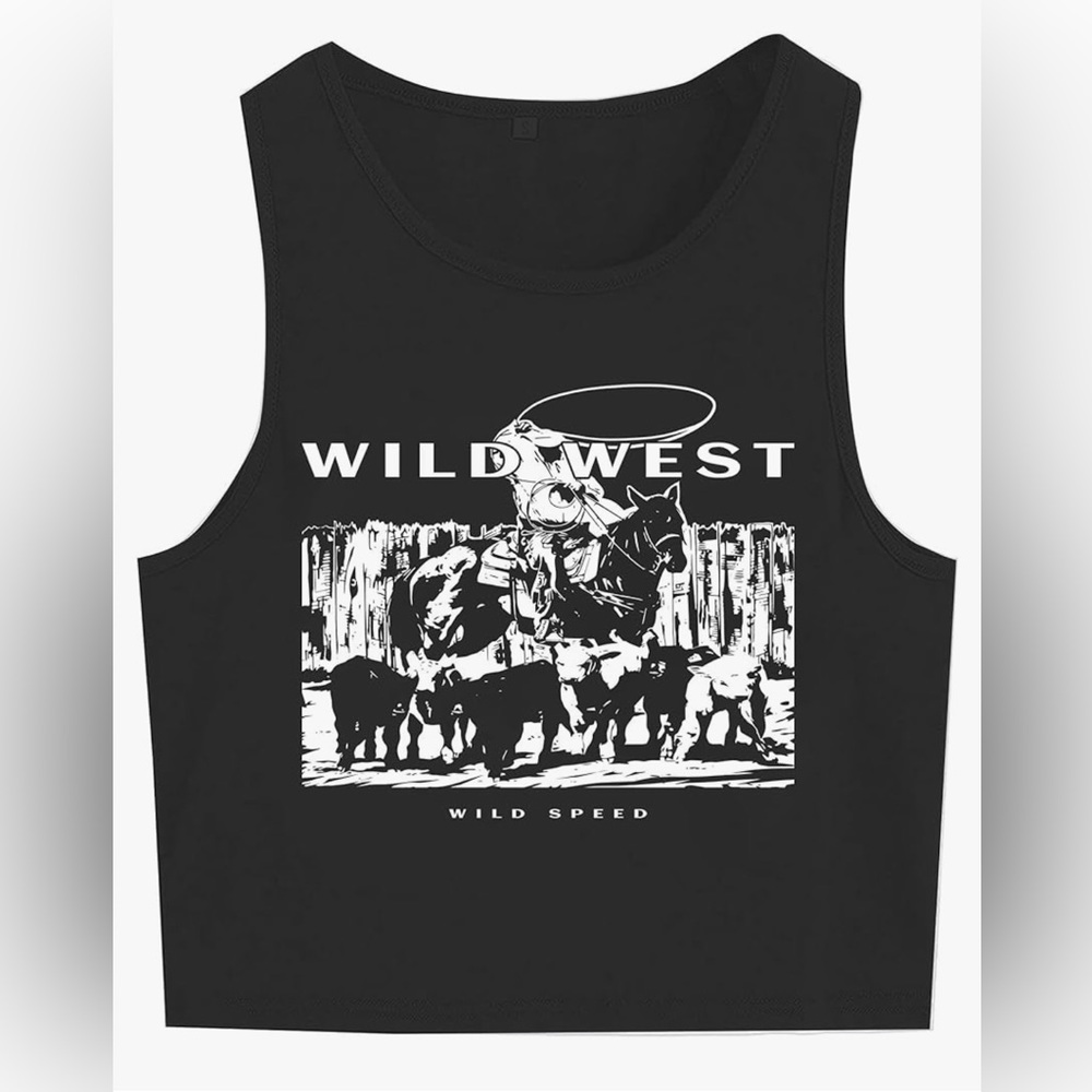 BLACK WESTERN TANK TOP SIZE SMALL